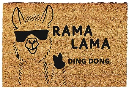 Giftstory Kokosmatte Fußmatte Kokos RAMA LAMA für Innen und Außen 80x50 Fussmatte Haustür - Willkommen Doormat Mat Lustig Türmatte - Geschenk Gift Gadget