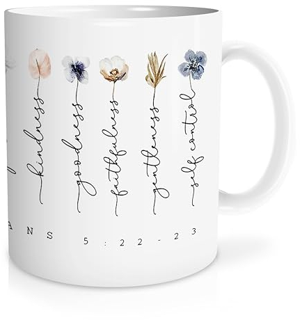 Likjad Christliche Kaffeetassen für Frauen - Blumenmotiv, Frucht des Geistes - Geschenke