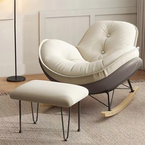 LOERSS Glider, Liegestuhl,Schaukelstuhl Für Das Kinderzimmer,Akzentstuhl Für Das Wohnzimmer,Sessel Mit Hoher Rückenlehne,Gepolsterter Sitz,Chaiselongue-stühle Für Das Arbeitszimmer(Light Gray)