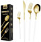 Wivico Set Couverts de 6 Personnes Table Dorés Ménagére 24 Pièces Ensemble de Table Couverts Inox Or Couvert Doré Comprend Des Couteaux/Fourchettes/Cuillères,Fini Miroir,Lavable Au Lave-vaisselle