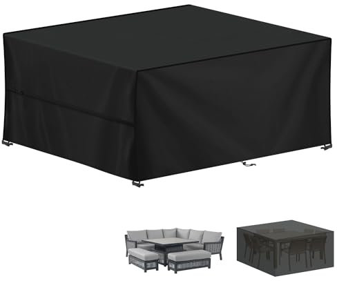 LAMUNI Large Garden Furniture Covers, 280x210x90cm Outdoor Garden Furniture Set Cover, 420D Oxford Patio Table Covers Waterproof Patio Furniture Covers for Outside Chair and Table Rattan Sofa Cover