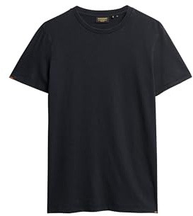 Superdry Herren Kurzärmeliges T-Shirt aus Flammgarn mit Rundhalsausschnitt Finster Marineblau XL
