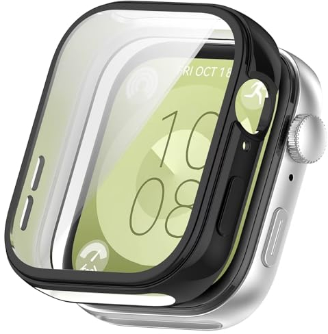 FTRONGRT Coque pour Huawei Watch Fit 3, Boîtier de Montre Tout Compris en TPU Souple pour Galvanoplastie, Housse pour Huawei Watch Fit 3 Smartwatch.Noir