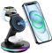 Supporto magnetico senza fili, 3 in 1, stazione di ricarica senza fili, girevole e pieghevole, con luce notturna per iPhone 16/15/14/13, Apple Watch 2 a 9