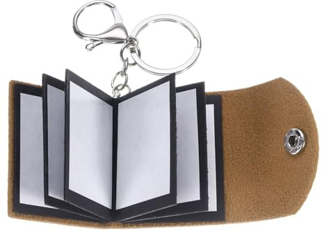 QUARKZMAN Mini Fotoalbum mit Schlüsselanhänger Mini Fotobuch, Personalisiertes Leder Foto Schlüsselanhänger mit Bildern DIY Kleines für Familie