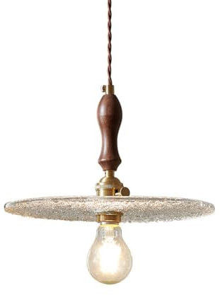 Hobaca Nordic Pendelleuchten E27 Glas Lampenschirm Kreativ Retro Restaurant Bar Küche Insel Walnuss Kronleuchter Einstellbar 20cm Decke Hängelampen