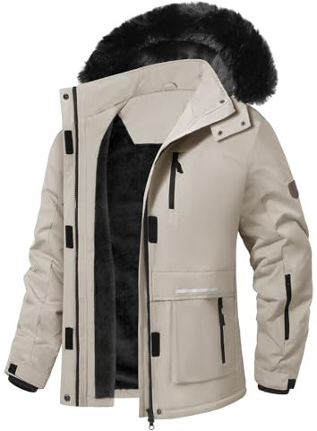CMTOP Veste Ski Imperméable Femme Manteau Chaude D'hiver Montagne Veste Polaire Coupe-vent L'extérieur Blouson Randonnée avec Capuche Amovible
