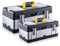 Holdfiturn ToolBox Storage Heavy Duty Stainless Steel Portable Toolbox with Metal Dual Latch Removable Tray Storage Case 2 Lid Organisers for Small Parts for Tools (19 Inch/14 Inch)