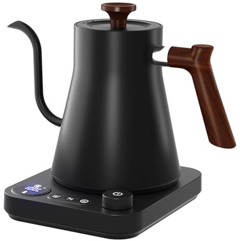 Electric Gooseneck Kettle 0.9L with LCD Display, 304 Stainless Steel Pour-Over Coffee & Tea Hot Water Boiler, Automatic Temperature Control, 1200W Quick Heating Tea Pot