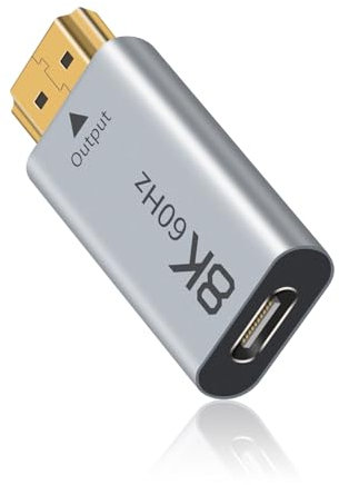 Duttek Adaptador USB C hembra a HDMI macho de 8K, (unidireccional) fuente USB tipo C a HDMI 2.1, compatible con USB C a HDMI 8K a 60Hz, para MacBook Pro, PC