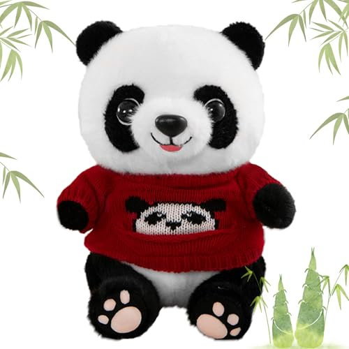 MeYuxg Kuscheltier Panda, 25CM Pandabär Kuscheltier, PP-Baumwolle Kuscheltier Pandabär, Panda Kuscheltier für Jungen, Mädchen und Erwachsene, Geburtstag, Weihnachten,Partygeschenke(RotPullover Panda)