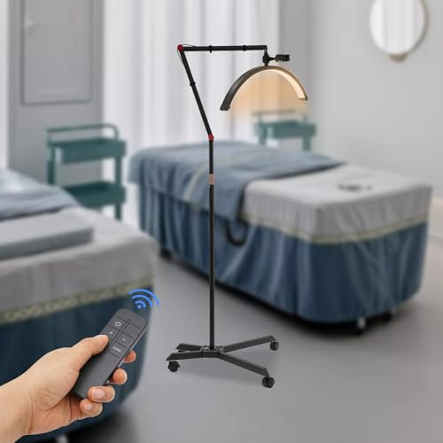 LED Wimpern Lampe, Mobile Halbmond Lampe mit Telefonständer, 360° drehbarer, Höhenverstellbar Halbmond-Ringlampe Beauty Lichte für Schönheit,Tattoos, Makeup Artists