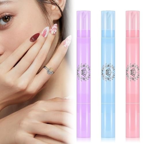 WUSJCOF 3x Pack Nagellackentferner Stifte, Nagellack Korrekturstift mit 9 Austauschbaren Ersatzspitzen, Nail Art Maniküre Korrekturstifte, mit Baumwollköpfen (Lila+Blau+Rosa)