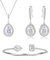 Glintara Schmuckset Damen Hochzeit, Wassertropfen Anhänger mit Silberkette & Haken Ohrringe Hängend & Armband Set, Tropfen Braut Schmuck Set mit 5A Weiß Zirkonia, Hochzeitsschmuck für Brautjungfern