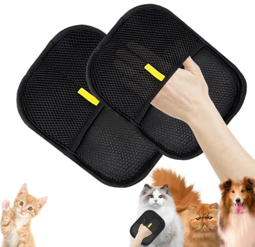 QIMMU 2 Stück Fell Magnet Handschuh,Katzenhandschuh,Fellhandschuhe Katze,Katzen Handschuhe Fellpflege,Katzenhaarentferner Handschuh,Pet Hair Remover Glove für Hund und Katze