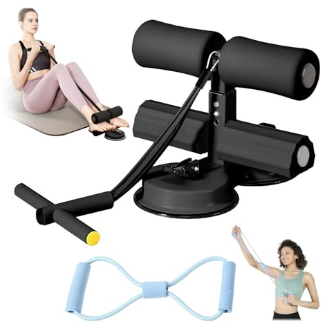 Sit Up Trainingsgerät, Bauchmuskeltraining Hilfsgerät 2025 neu, drei Höhenverstellung, Doppel-Saugnäpfe, Bauchtrainer mit Spannband, kann mehrere Teile üben