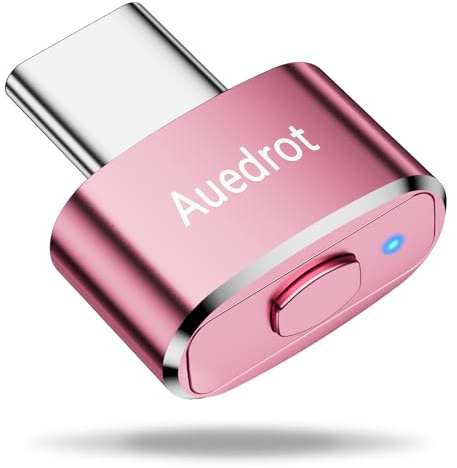 AUEDROT Mouse Jiggler USB-C Undetectable Mouse Jiggler Type C Mover with Switch Button, Automatic Wiggler with 2 Jiggle Modes, Plug & Play, Keep Computer/Laptop Awake, Pink