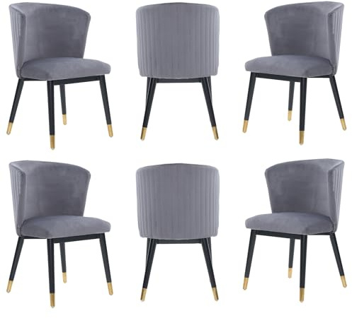 Life Interiors Sofina Modern Tufted Velvet Dining Chair – Upholstered Accent Chair with Curved Back, Gold-Tipped Rubberwood Legs & Durable Wooden Frame - Dining Room Living Room Restaurants