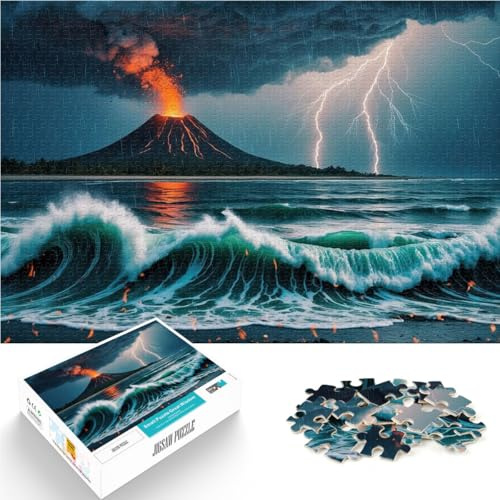 für Erwachsene 1000 Teile Puzzle Vulkanausbruch im Sturm Aus Karton für Kinder ab 14 Jahren Familienspiele Angebot als Geschenk für die ganze Familie。Größe：38x52cm/14.9x20.4Zoll