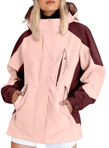 Generisch Regenjacke Damen Funktionsjacke Atmungsaktiv Softshelljacke Einfarbig Regenmantel Outdoor Leichte Fahrradjacke Große Größen Übergangsjacke mit Kapuze Regenjacke Damen Wasserdicht