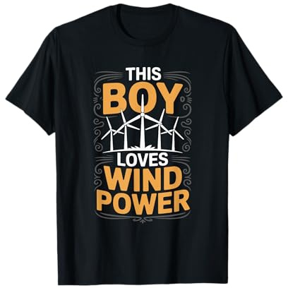 Windmill Energy and Turbine Tech, This Boy Loves Wind Power T-Shirt