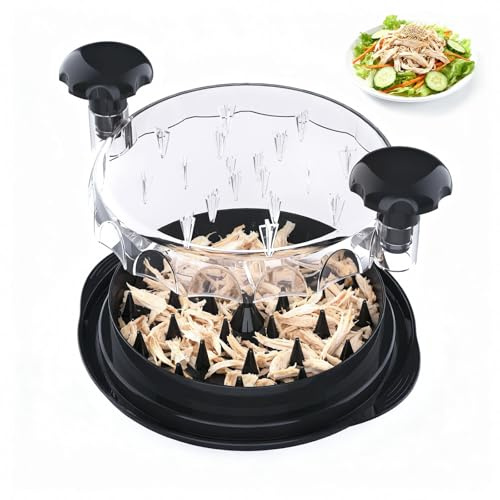 RAINBEAN Chicken Shredder, Transparent Lid Meat Shredder Tool Twist for Quick Shredded Pork Beef, Dishwasher Safe