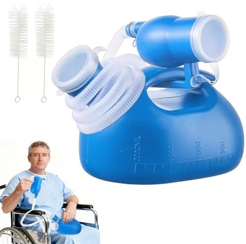 Urine Bottles Male 2000ml, with 1.6M Hose and Cleaning Brush(Blue) | Portable Urinal Bottles for Men Women Urine Bottle,Lidded Leak-Proof Design,Ideal for Motorist Hospitals Camping Elderly Care