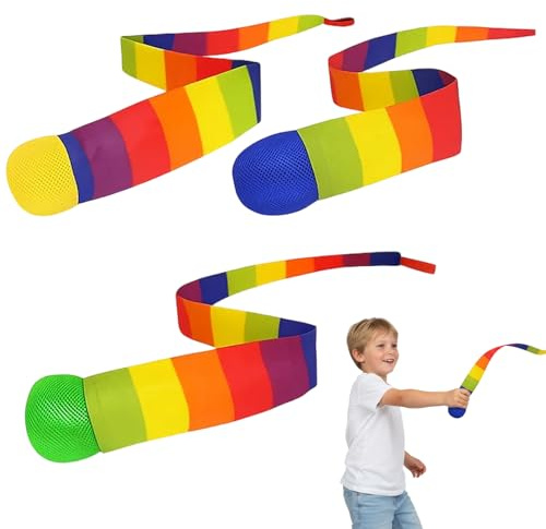 ZocRjvN Schweifball, Ball Kinder, 3er Set mit Schnur in Gelb, Grün und Blau, Spielball für Kinder, Wurfball und Freizeitspaß, 65 cm Baumwolle
