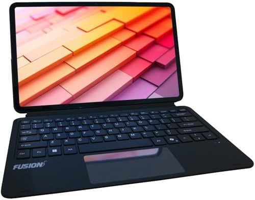 Fusion5 Helios 12.1 Tablet Docking Keyboard Case - Magnetic Detachable POGO Pin Keyboard with Precise Touchpad - 2 in 1 Laptop Tablet Cover with Adjustable Kickstand - Silent & Comfortable Typing