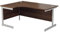 Office Hippo Heavy Duty Left Corner Desk, Strong & Reliable Workstation With Integrated Cable Ports, PC Table for Office or Home - Dark Walnut Top / White Frame