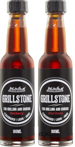 Hickory und Hartholz Liquid Smoke von Grillstone 2x 100ml | Küche, Genuss, Fisch, Käse – Zum Würzen, Marinieren, Grillen, Saucen und Rubs, für Küche, Würzen und pikanten Genuss