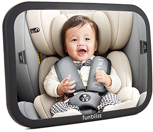 Funbliss Baby Spiegel Auto,Konvexer Rücksitzspiegel für Klares Reflexionsbild, 360 Grad Flexible Drehung, Einfach Befestigen, Autospiegel Baby Rückbank