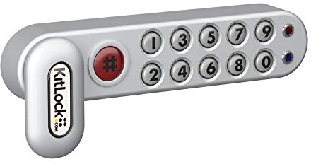 KitLock Elektronikschloss KL1000 | für Spinde Schließfächer und Möbel | schlüssellos mit Zahlenschloss | horizontal Rechtshänder | silber