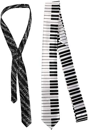 Amosfun Krawatten Set 2pcs Krawatten Set Herren Klavier Stabmuster Muster Krawatte Schlanke Krawatte Festival Krawatte für Hochzeit Geburtstag Unisex Party Zubehör