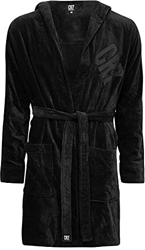 CR7 Cristiano Ronaldo Basic Herren Bademantel, Schwarz, L