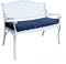 Lazy Susan Jasmine Gartenbank in Weiß | Blaue Kissen | Sandguss-Aluminium | Wetterfest | Rostfrei | 3 Jahre Garantie