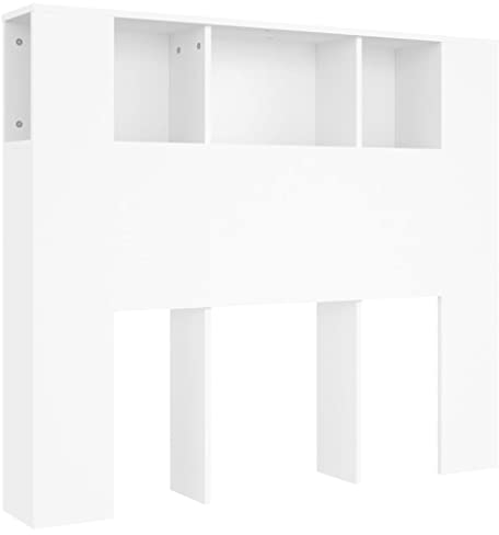 vidaXL Bett Kopfteil mit Ablagen und Regal - Wand-Kopfteil Bücherregal Betthaupt Schlafzimmer Weiß 120x18,5x104,5cm