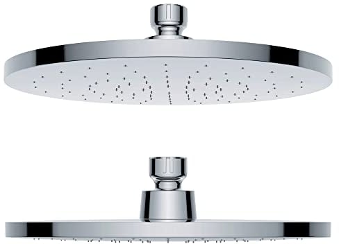Douche à effet pluie, pommeau de douche et autonettoyage, sans calcaire et sans rouille, douche à effet pluie, spa, chromée, ronde