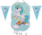 CHEERSET Pinata Einhorn blau + Girlande 2m - Kindergeburtstag Deko für Jungen und Mädchen