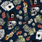 HEKO PANELS Oxford Wasserdichte Meterware Canvas Polyester Stoff Zum Nähen, Möbel- und Dekostoffe, Handwerken, Wasserabweisend, Blickdicht, Totenkopf Poker, 2 Meter 155 x 200 cm