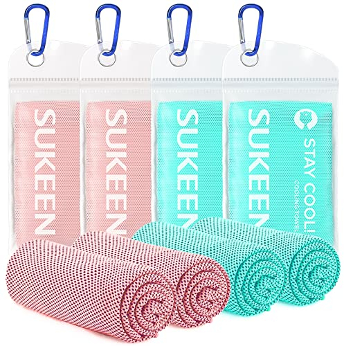 Sukeen Kühlendes Handtuch (101.6x30.5 cm) für Schweiß, Camping, Fitness und mehr Aktivitäten (Macaron Blau + Macaron Pink)