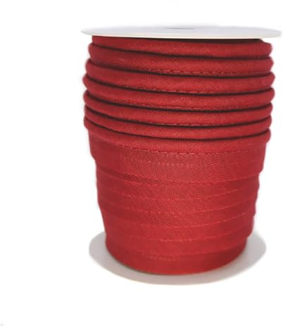 TEXTEX = Piping for Sewing, Decoration, and Crafts. Composition 50% Cotton and 50% Polyester. Total Width of 15mm, Cord of 5mm, and Flap of 10mm. 10 Meter Reel - (Garnet)