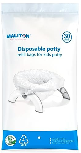 30 Packs Sacs jetables pour pot pour bébé - Pack économique, Sacs d'entraînement à la propreté Maliton pour la plupart des toilettes portables des enfants