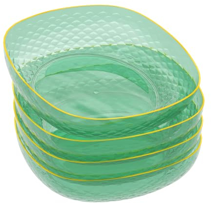 Zopnny Plastic Decorative Pedestal Bowl, Round Fruit Basket Bowl for Kitchen, 4Pcs, Green