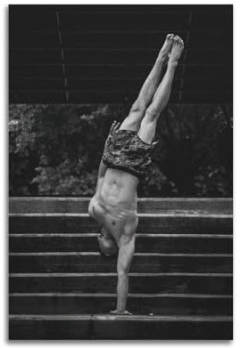 BPQN Fitnesstraining-Poster, Schritte, Handstand, Einhandstütze, dekoratives Gemälde, Leinwand, Kunstbild, 30 x 45 cm