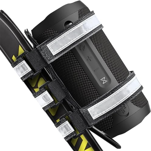 Neasroe Bluetooth Speaker Holder for Bike Motocycle Scooter Golf Cart ATV UTV Handlebar, Adjustable Speaker Mount Long Reflective Strap Compatible with JBL Charge 4/5, Flip 5/6 Outdoor Cycling Riding
