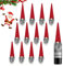 Meleager 12 Stück Flaschen Deko Weihnachten, Weihnachtsmützen für Flaschen Rot, Flaschenmütze Weihnachten, Nikolausmütze als Flaschendeko, Tischdeko