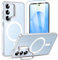 Für Samsung Galaxy S25/S24 hülle Kompatibel mit MagSafe, S25/S24 Hülle mit Magnetisch Ring Ständer mit Schutzfolie Handyhülle Samsung S25/S24 Case (Matte Durchsichtig)