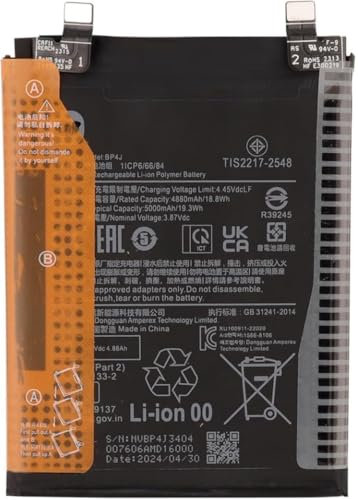 MOBILEX® Batterie BP4J pour Xiaomi Redmi Note 12 Pro+ Plus 5G | Interne Remplacement | 5000mAh - OEM | Capacité d'origine