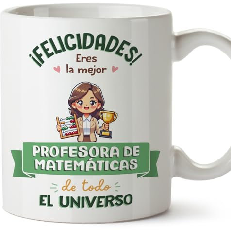 MUGFFINS Tazas para PROFESORA DE MATEMÁTICAS mujer - En Español - Mejor Universo Trofeo - 11 oz / 330 ml - Regalo original y divertido